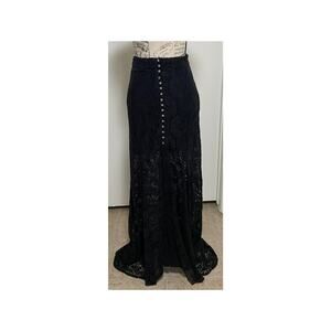 Skirt Womens Small Black Lace Maxi High Waist Button Front Whimsygoth Boho